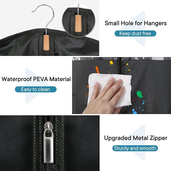 50" Black Garment Bag, Mens Suit Bags - Image 5