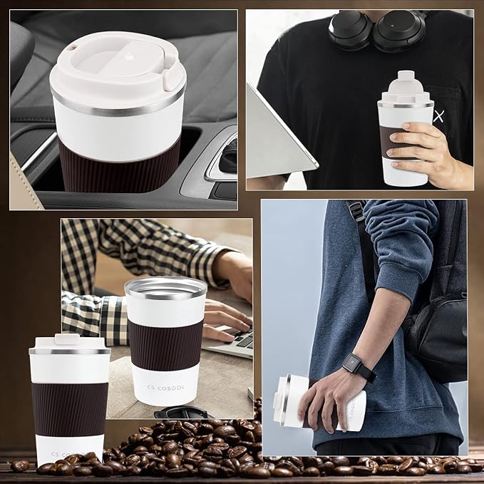 CS COSDDI 12 oz Stainless Steel Vacuum Insulated Tumbler - Coffee Travel Mug Spill Proof with Lid - coffee Cup for Keep Hot/Ice Coffee,Tea and Beer (3rd White) - Image 7