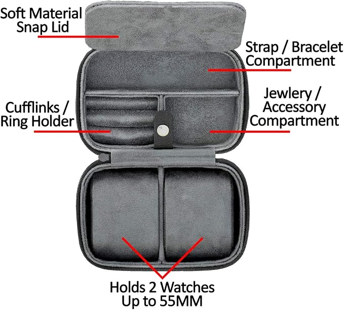 ROTHWELL Gift Box with 6 Slots Leather Watch Box and 2 Watches Travel Case - Image 6