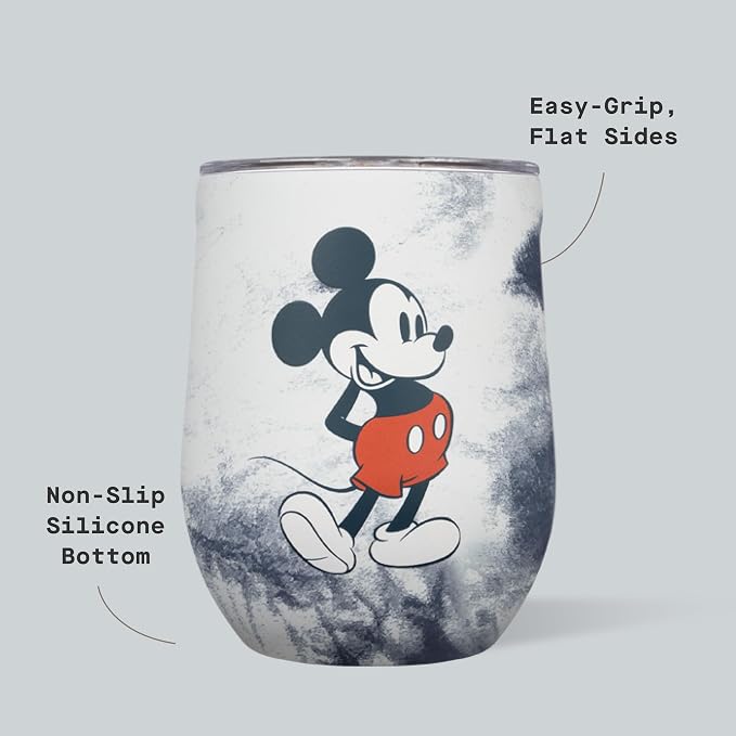 Corkcicle Stemless Insulated Wine Glass Tumbler - Beverages Cold 6 & Hot 3 Hours - Stainless Steel - Easy-Grip - Summer Drinkware Gift - Keeps Drinks Ice - 12 oz - Mickey Tie Dye - Image 4