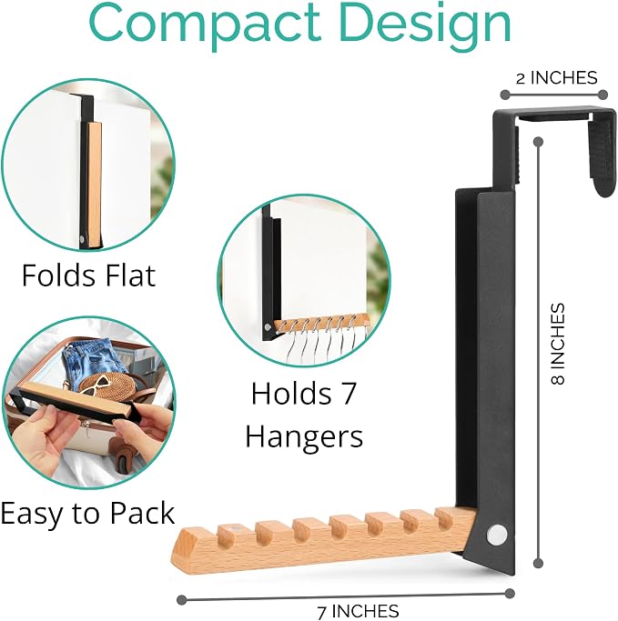Over The Door Coat Rack: Portable Folding Travel-Friendly Over The Door Clothes - Image 2