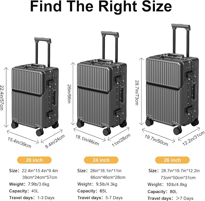 Hard Shell Luggage 24 Inch Travel Luggage, Carry-On Luggage Spinner TSA - Image 9