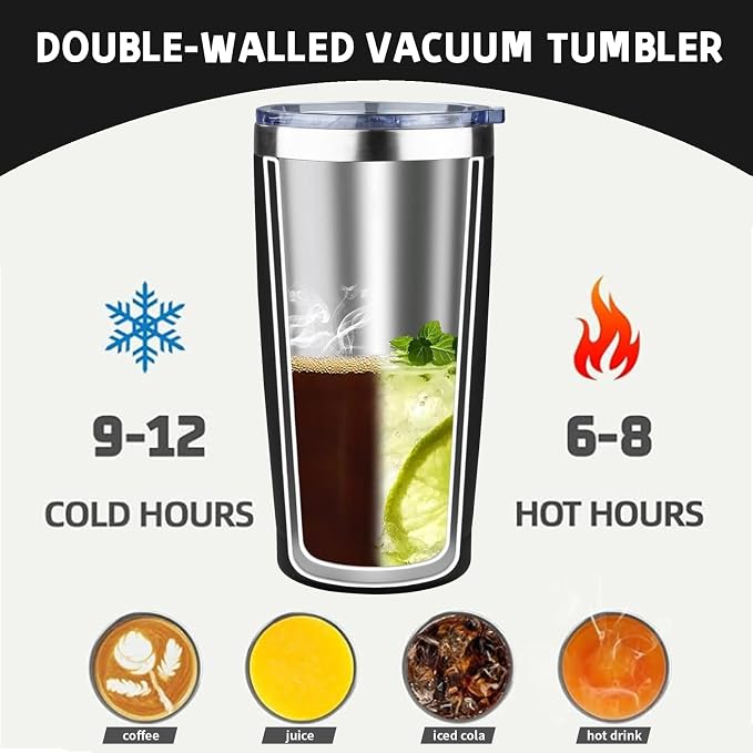 20 oz Tumbler with Lids and Straws, Stainless Steel Insulated Coffee Tumbler, Double Wall Vacuum Insulated Travel Mug Cup, Leakproof Thermal Coffee Cup for Hot and Cold Drinks (black) - Image 3