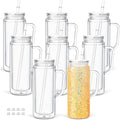 20 Oz Acrylic Snow Globe Tumbler Cup with Handle, Double Wall Plastic Snowglobe Tumbler with Pre-Drilled Hole and Plug for Glitter DIY, 8 Pack by Unknown