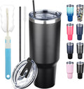 40 oz Tumbler with Lids and Straws, Stainless Steel Insulated Coffee Tumbler, Double Wall Vacuum Insulated Travel Mug Cup, Leakproof Thermal Coffee Cup for Hot and Cold Drinks (Black) by GUDEMAO