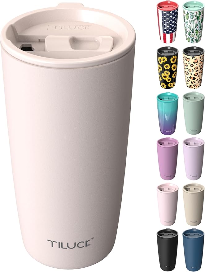 TILUCK 20 oz Insulated Tumbler with BPA-Free Lid, Stainless Steel Vacuum Travel Coffee Mug, Double Wall Coffee Tumbler（20oz，Matte SakuraPink） by TILUCKBringsGoodLuck