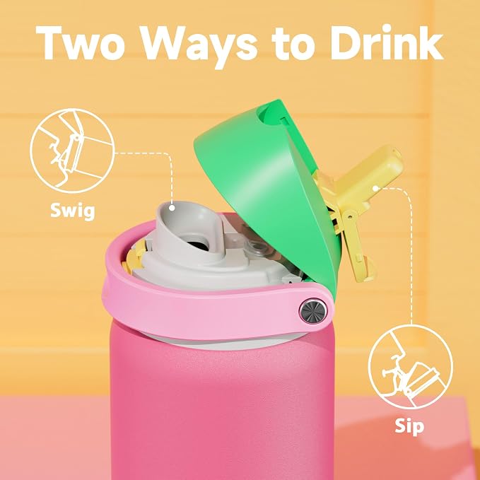 32 oz Insulated Water Bottle for Women: Meoky Stainless Steel Water Bottle with 2-in-1 Straw and Spout Lid - Leak Proof, Cold for 24 Hours, Protective Silicone Base, BPA-Free for Sports Gym, Ruby - Image 4