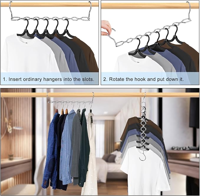 12 Pack Space Saving Hangers for Clothes, Heavy Duty 30Lbs Capacity Magic - Image 7