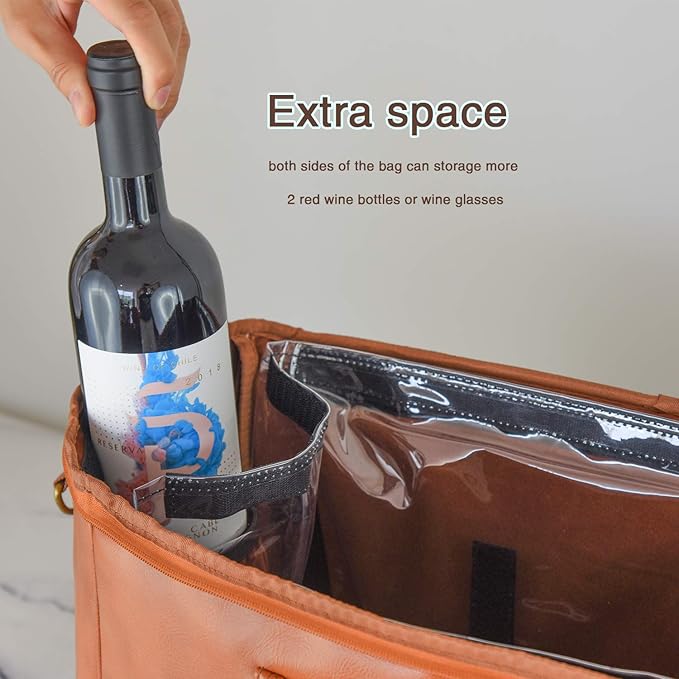 Freshore® 6 Wine Bottles Carrier Leather Bag - Image 6