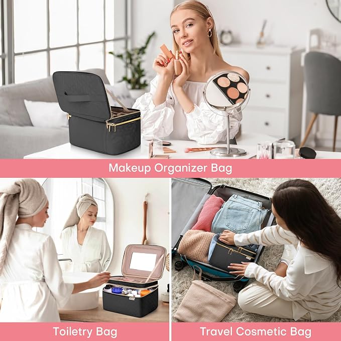 Double Layer Travel Makeup Bag Women, Cosmetic Organizer Case, Travel - Image 9