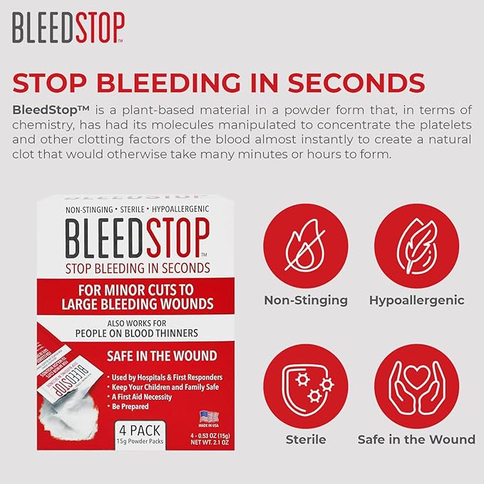 BleedStop First Aid Powder for Blood Clotting, Trauma Kit, Blood Thinner - Image 2