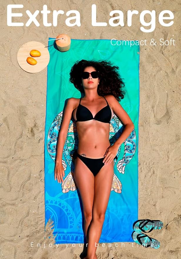 4 Pack Microfiber Lightweight Beach Towel Sand Free Quick Dry Absorbent Thin - Image 3