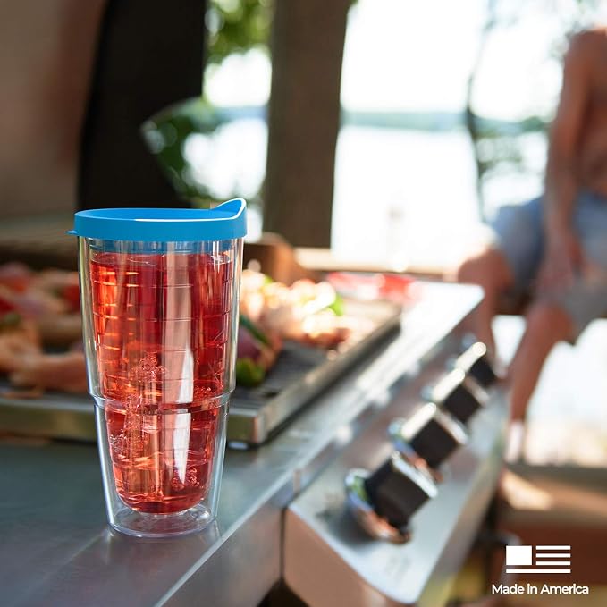 Tervis Clear & Colorful Lidded Made in USA Double Walled Insulated Tumbler Travel Cup Keeps Drinks Cold & Hot, 24oz, Black Lid, 1 Count (Pack of 1) - Image 11