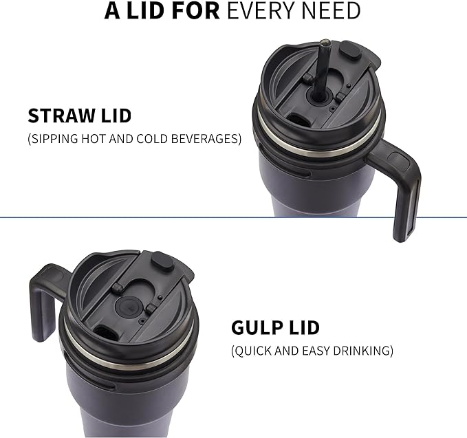 ALOUFEA 20 oz Insulated Coffee Mug Tumbler with Handle, Stainless Steel Travel Mug Tumbler with Lid and Straw,Double Wall Vacuum Leak Proof Ice Coffee Thermal Cup, Ocean Teal - Image 3