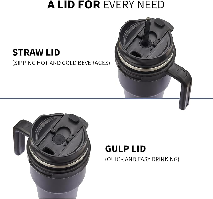 ALOUFEA 20 oz Insulated Coffee Mug Tumbler with Handle, Stainless Steel Travel Mug Tumbler with Lid and Straw,Double Wall Vacuum Leak Proof Ice Coffee Thermal Cup, Dark Rainbow/Indigo Black - Image 3