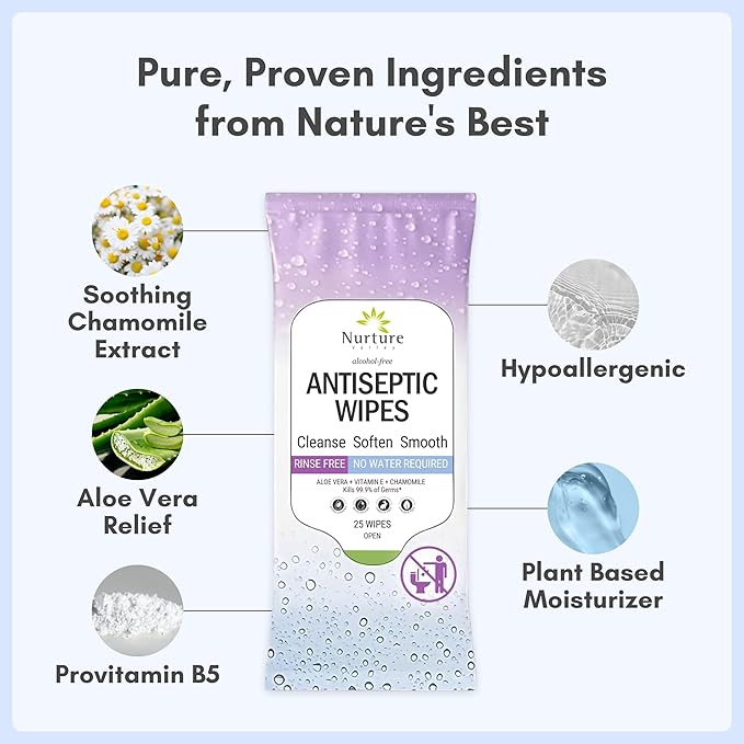 Nurture XL Antibacterial Body & Hand Wipes | Alcohol-Free Antiseptic Wet - Image 4