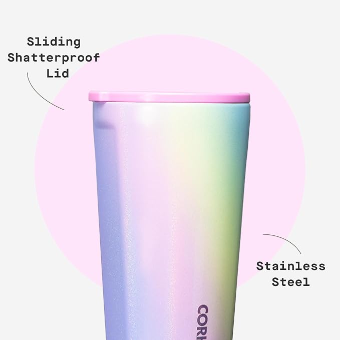 Corkcicle Classic Tumbler - Keeps Drinks Cold for 9 Hours & Hot for 3 - Triple-Insulated Stainless Steel - Holiday Tumbler Gift - 16 oz - Rainbow Unicorn - Image 5