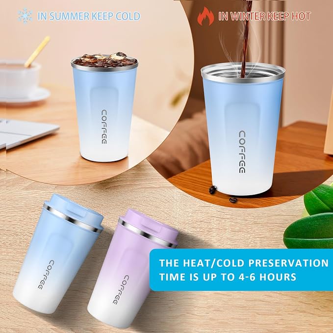 CS COSDDI 12 oz Stainless Steel Vacuum Insulated Tumbler - Coffee Travel Mug Spill Proof with Lid - Coffee Cups for Keep Hot/Ice Coffee,Tea and Beer - Image 4