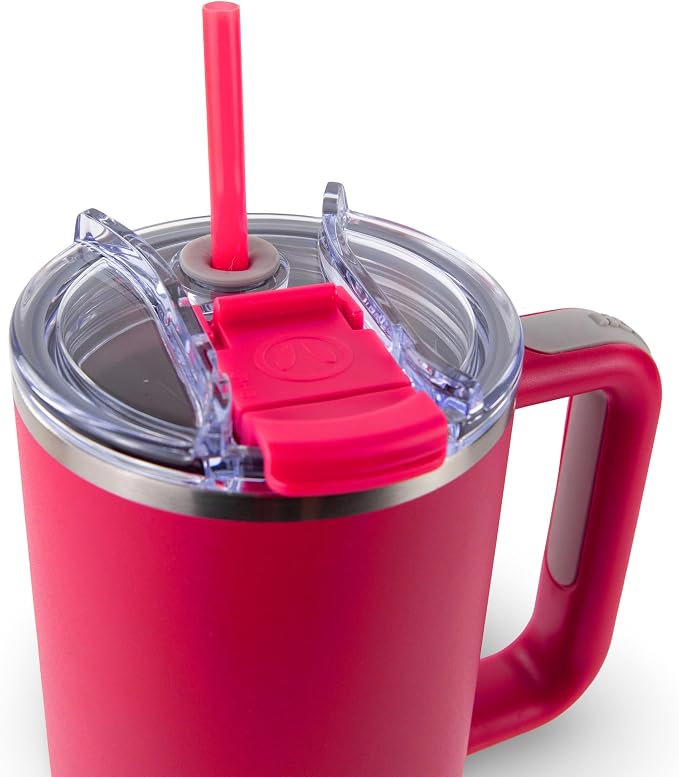 Hogg Big Swig 40 oz Tumbler with Handle and Straw - Hot Pink, 40oz Insulated Stainless Steel, Water Tumbler with Straw, Water Cup with Handle, Versatile Leak Proof Lid - Image 2