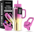Coldest Tumbler with Handle and Straw - 100% Spill Proof Tumbler with Straw (3 Lids) - Stainless Steel Insulated Leakproof Tumblers for Women & Men - Cup Holder Friendly - 36 oz (SunTan Nova) by Coldest