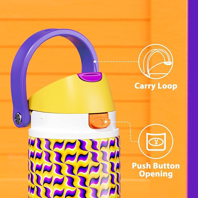 24 oz Insulated Water Bottle with Straw: Meoky Stainless Steel Water Bottle with Holder and Strap - Leak Proof, Cold for 24 Hours, Fits in Car Cup Holder, BPA-Free for Travel Sports Gym, Optic Wave - Image 5