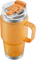 Meoky 24oz Travel Mug, Triple Insulated Stainless Steel Tumbler with Handle and 2-in-1 Straw and Sip Lid, 100% Leak Proof, Keeps Cold for 24 Hours or Hot for 8 Hours, Cupholder Friendly (Maple) by MEOKY