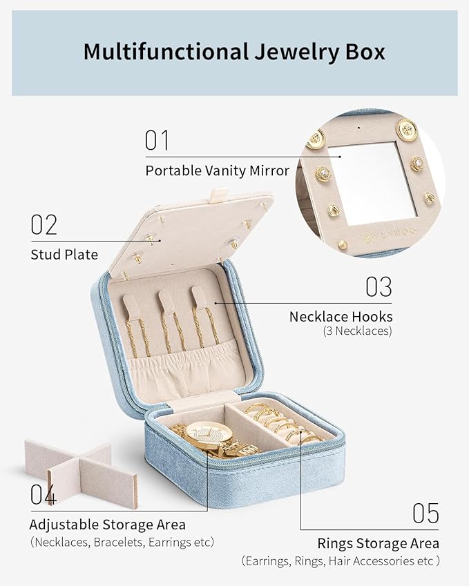 Vlando Velvet Travel Jewelry Case, Jewelry Travel Box - Image 3