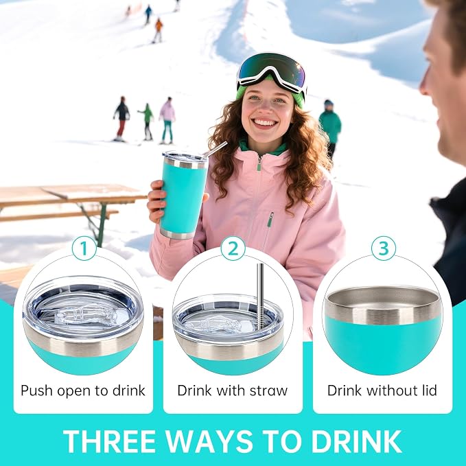 IEOVIEE 32 Pack, 20oz Stainless Steel Bulk Tumblers with Lids and Straws, Double Wall Insulated Travel Coffee Mug, Durable Powder Coated Tumbler Bulk Cup for Cold and Hot Drinks (Light Green) - Image 7