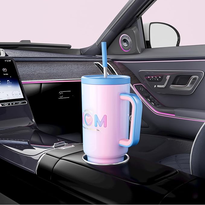 Meoky 40 oz Tumbler with Handle and Straw: Stainless Steel Insulated Tumbler with Lid and Straw - 100% Leak Proof Tumbler for Car Cup Holders - Travelers Commuters Workers, Donut - Image 5