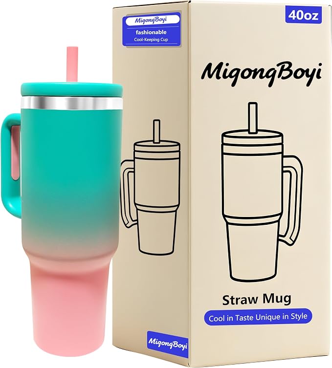 40-OZ Insulated Water Bottle,Insulated Stainless Steel Tumbler,Reusable Cold Drink Thermos,BPA-Free, Double-Wall Stainless Steel Water Bottle (Aqua Pink, 40, Fluid Ounces) by Unknown