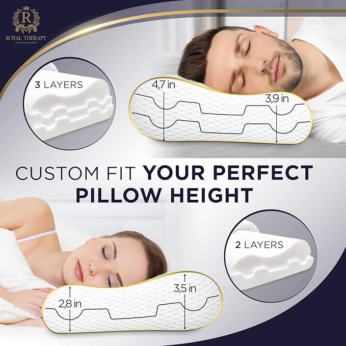 Royal Therapy 2-Pack Queen Memory Foam Pillow, Queen Contour Pillow, Orthopedic - Image 5
