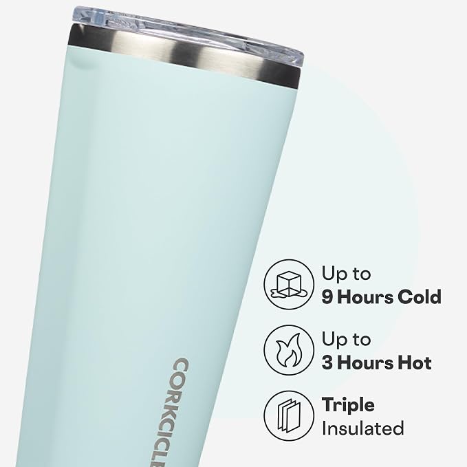 Corkcicle Classic Tumbler - Keeps Drinks Hot for 3 Hours - Triple-Insulated Stainless Steel - Cupholder Friendly - Holiday Mug Gift - Great for Gifting Warmth - 24 oz - Gloss Powder Blue - Image 3