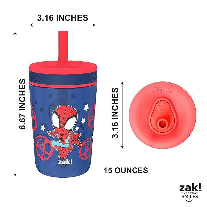 Zak Designs Marvel Spider-Man Kelso Toddler Cups for Travel or at Home, 15oz 2-Pack Durable Plastic Sippy Cups with Leak-Proof Design is Perfect for Kids (Spidey and His Amazing Friends) - Image 8