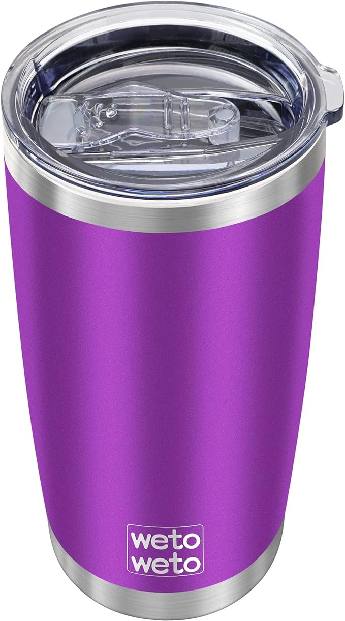 WETOWETO 20oz Insulated Stainless Steel Tumbler, Double Wall Vacuum Leak-proof Travel Coffee Mug, Powder Coated Water Cup (Purple, 1 Pack) by Wetoweto