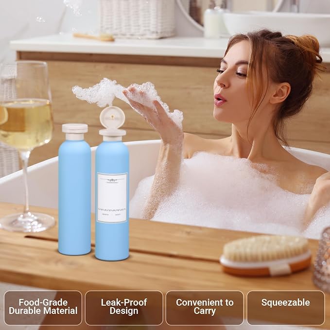 Travel Shampoo Bottle, Empty Plastic Squeeze Bottles 8.8oz - Image 4
