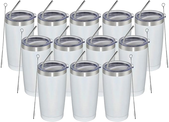 MEWAY 20oz Tumbler 12 Pack Double Wall Vacuum Insulated Travel Glitter Mug Bulk by MEWAY