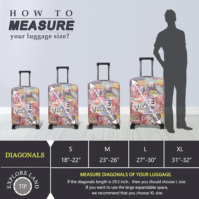 Explore Land Travel Luggage Cover Suitcase Protector Fits 18-22 Inch Case - Image 5
