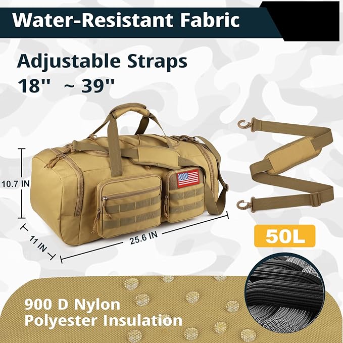 Tactical Gym Bag for Men，50L Large 3 in 1 Sports Duffle Bag - Image 4