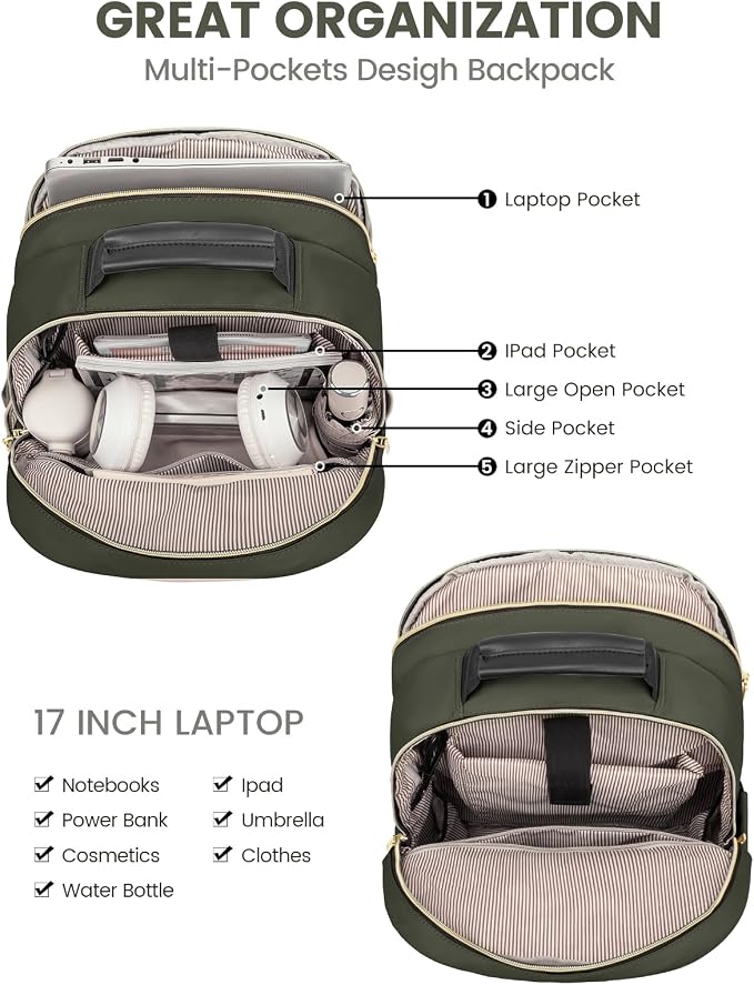 LOVEVOOK Laptop Backpack for Women, Travel Computer Work Bags - Image 3