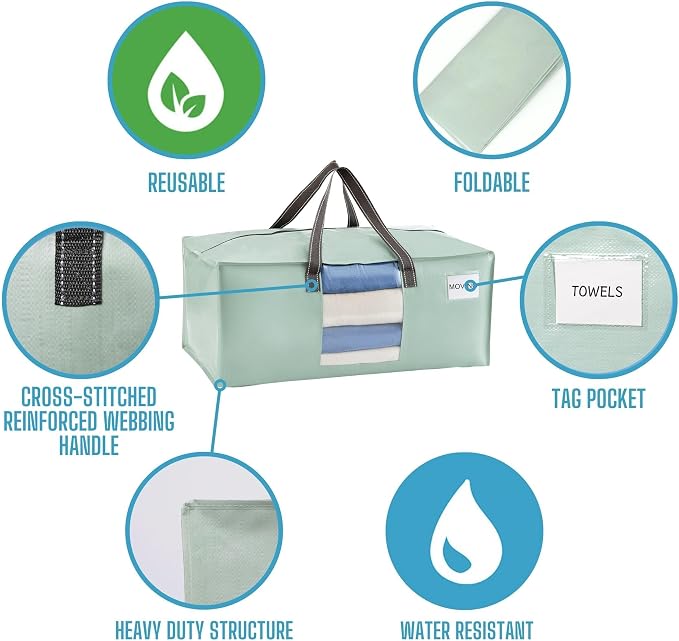 VENO 8 Pack Moving Bags for College, Heavy-Duty Storage Totes, Moving Boxes and - Image 7