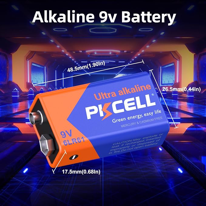 PKCELL 9V Battery Carbon Zinc for Smoke Detectors 6F22 Battery, 10-Year Shelf - Image 4