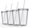 Maars Classic Clear Tumbler with Lid and Straw | 16oz Premium Acrylic, Insulated Double Wall Plastic Reusable Cups, BPA-Free To Go Cups for Ice Coffee, Fruit Teas & Water by Maars%C2%AEDrinkware