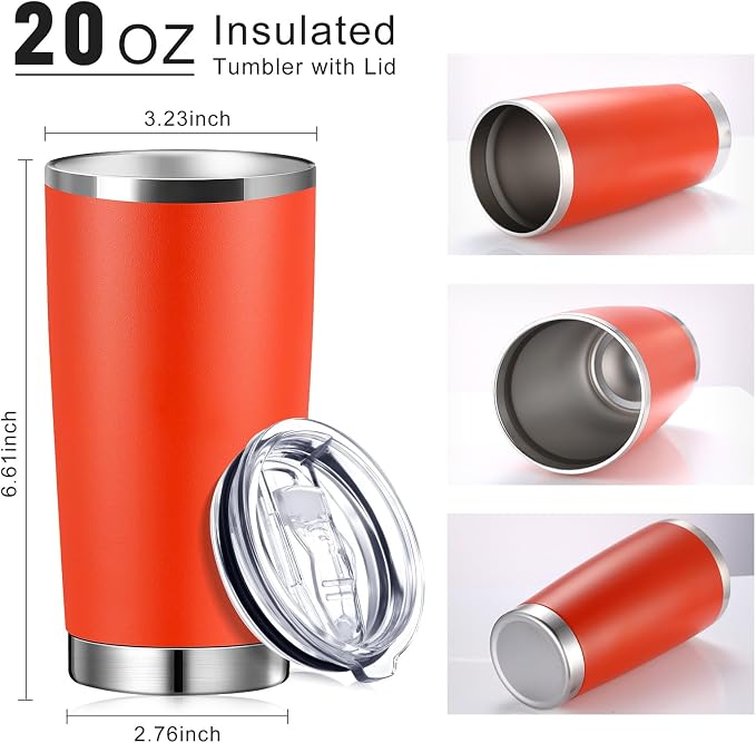 Sieral 36 Pack Stainless Steel Tumblers Bulk with Lids Double Wall Vacuum Insulated Coffee Cups Blank leakproof Powder Coated Tumblers for Engraving Wedding Graduation Party Favors(20 oz,Warm Color) - Image 2
