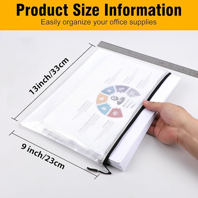 60pcs Large Mesh Zipper Pouch File Bags Reusable Zippered Pouches - Image 2