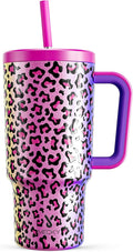 Meoky 30 oz Tumbler with Handle, Tumbler with Lid and Straw, Insulated Stainless Steel Travel Mug, 100% Leak-proof, Cupholder Friendly, Keeps Cold for 24 Hours or Hot for 8 Hours (Celebration) by MEOKY