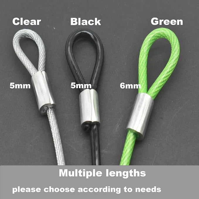5FT 6mm Stainless Steel Security Cable Lock, Braided Steel Vinyl Coated Safety - Image 3