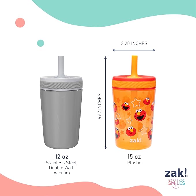 Zak Designs Sesame Street Kelso Toddler Tumblers For Travel or At Home, 15oz 2-Pack Durable Plastic Sippy Cups With Leak-Proof Design is Perfect For Kids (Elmo and Cookie Monster) - Image 8