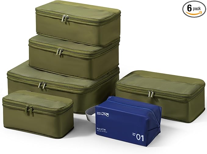 Compression Travel Packing Cubes, 6 Set Expandable Luggage Organizer Bags by SOARSAIL
