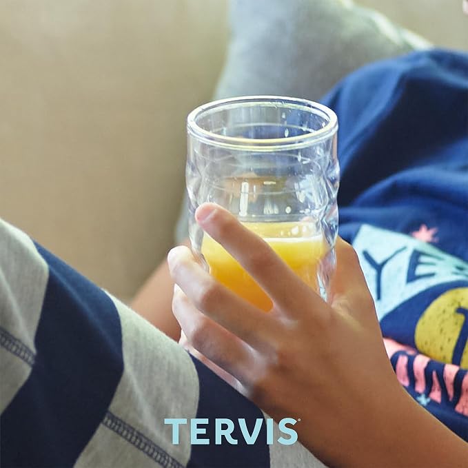 Tervis Clear & Colorful Lidded Made in USA Double Walled Insulated Tumbler Travel Cup Keeps Drinks Cold & Hot, 10oz Wavy, Orange Lid - Image 8