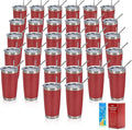 IEOVIEE 32 Pack, 20oz Stainless Steel Bulk Tumblers with Lids and Straws, Double Wall Insulated Travel Coffee Mug, Durable Powder Coated Tumbler Bulk Cup for Cold and Hot Drinks(Red) by IEVOIEE